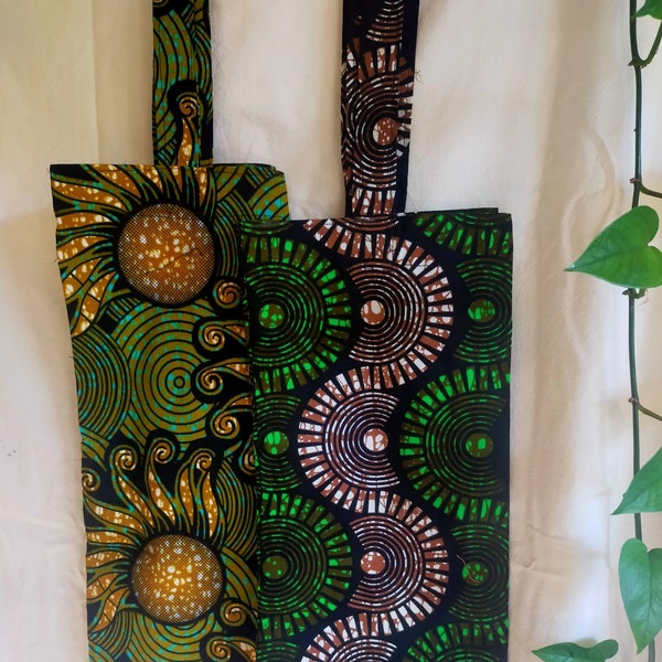 Zweier-Set: Einkaufstaschen aus afrikanischem Stoff. Tragetaschen. Tote Bags. Umweltfreundliche Geschenkidee