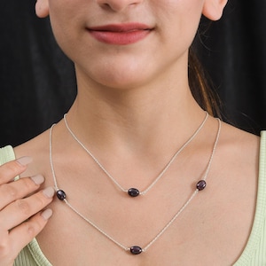 Rot Granat Halskette - Sterling Silber Schmuck für Frauen - Minimalist Anhänger Geschenk für Sie