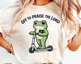 Christian Frog Shirt Off To Praise The Lord Tee Cute Bible Frog Shirt, Faith Humor Shirt, Church Gift, Religious Graphic Tee Christian Shirt