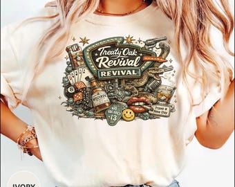 Vintage Western Revival Shirt, Retro Cowgirl Graphic Tee Casino Whiskey Rodeo Shirt, Country Western Tee, Americana Shirt Theaty Oak Revival