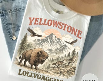 Yellowstone Graphic Tee, Vintage Western Nature Shirt, Buffalo Mountain Tee, National Park Shirt, Rustic Cowboy Country Tee, Wildlife Shirt