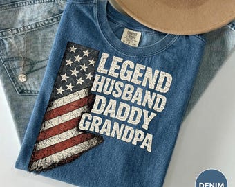 Legend Husband Daddy Grandpa Tee Patriotic Family Man Shirt Grandpa Gift from Grandkids American Flag Father's Day Shirt Vintage USA Grandpa