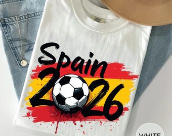 Spain Football Fan Tee, Spanish Soccer Supporter Shirt, Spain Match Day Shirt, Football Lover Gift, Spain Pride Apparel, Soccer Fan Clothing