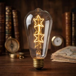 Unieke LED Edison-lamp met stervormig gloeidraad | Decoratieve vintage warmgloeiende lamp | E26/E27 fitting | Sfeerverlichting voor thuis