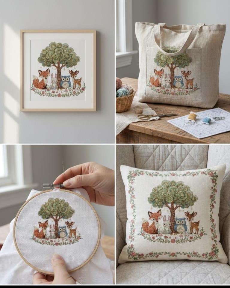 Woodland Animals Embroidery Pattern Digital PDF Fox Bunny Owl Deer Hand ...