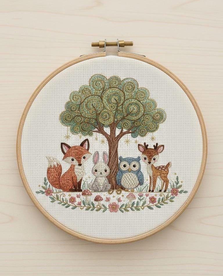 Woodland Animals Embroidery Pattern Digital PDF Fox Bunny Owl Deer Hand ...