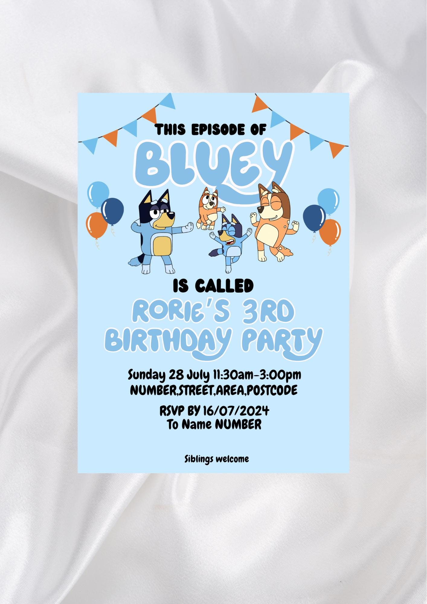 Bluey Invite Instant Download