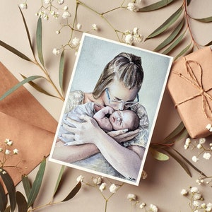 Custom Hand Painted Mother's Day Card Personalised Gift for Wedding Anniversary Birthday Engagement Graduation Greeting Card