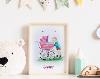 Personalised Baby Girl Gift, Custom Baby Boy Gift, Personalised Nursery Hand Painted Wall Art, New Sister Gift, New Brother Gift, Framed