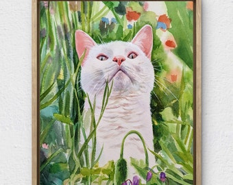 Pet Portrait With Flowers From Photo Custom Watercolour Painting Hand Painted Dog Portrait Personalised Pet Portrait Cat Portrait