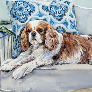 Retrato de mascota en acuarela a partir de una foto, pintura personalizada, pintada a mano, enmarcada y lista para colgar. imagen 12