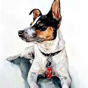 Retrato de mascota en acuarela a partir de una foto, pintura personalizada, pintada a mano, enmarcada y lista para colgar. imagen 11
