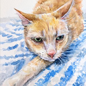 Retrato de mascota en acuarela a partir de una foto, pintura personalizada, pintada a mano, enmarcada y lista para colgar. imagen 4