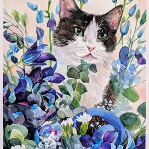 Retrato de mascota en acuarela a partir de una foto, pintura personalizada, pintada a mano, enmarcada y lista para colgar. imagen 17