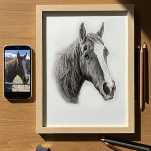 Pencil Drawing Pet Portrait From Photo Custom Hand Drawn Sketch Framed Ready To Hang image 5