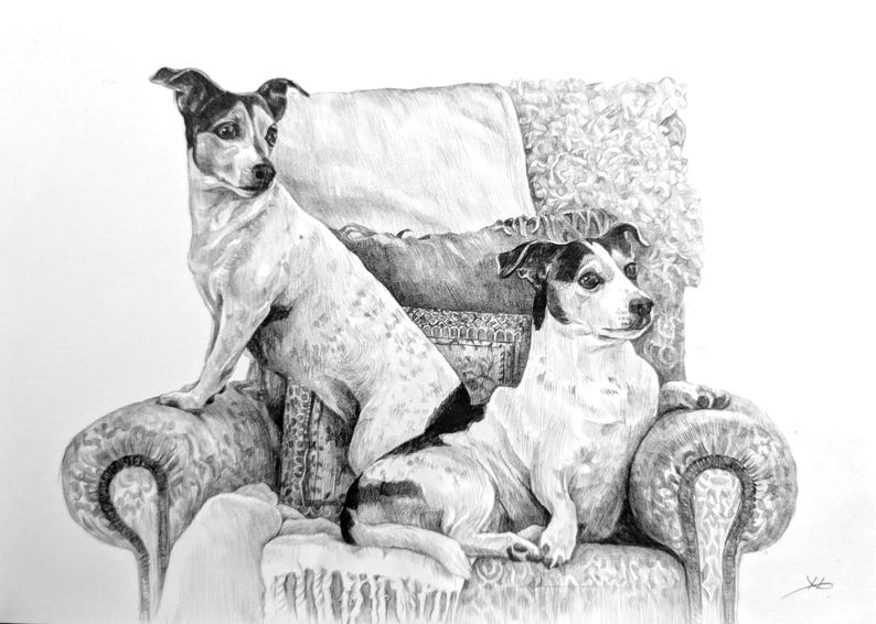 Pencil Drawing Pet Portrait From Photo Custom Hand Drawn Sketch Framed Ready To Hang image 3