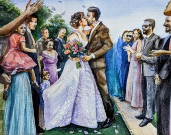 Live Wedding Ceremony or Reception Watercolour Painting, South Australia Wedding Painter, Event Illustrator, Adelaide Wedding Artist, Event