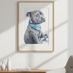 Retrato de mascota en acuarela a partir de una foto, pintura personalizada, pintada a mano, enmarcada y lista para colgar. imagen 7