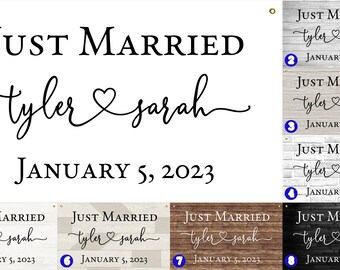Just Married Banner, Wedding decoration, rustic barn reception