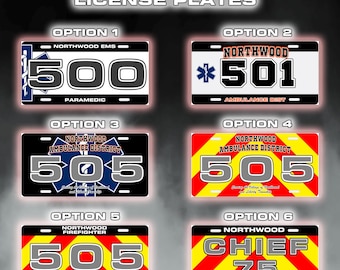 Reflective License Plate, High Visibility Unit Identifier, Fire Rescue EMS EMT Paramedic Responder