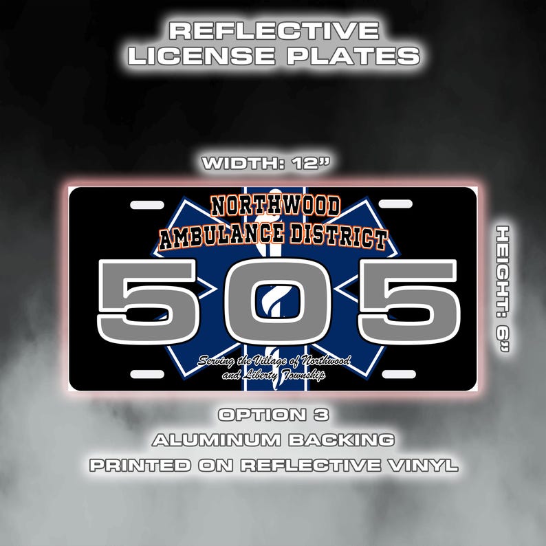 Reflective License Plate, High Visibility Unit Identifier, Fire Rescue ...