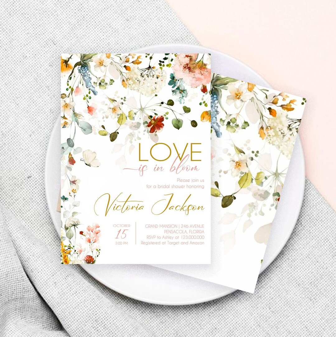 Love is in Bloom Bridal Shower Invitation Set Printable Etsy