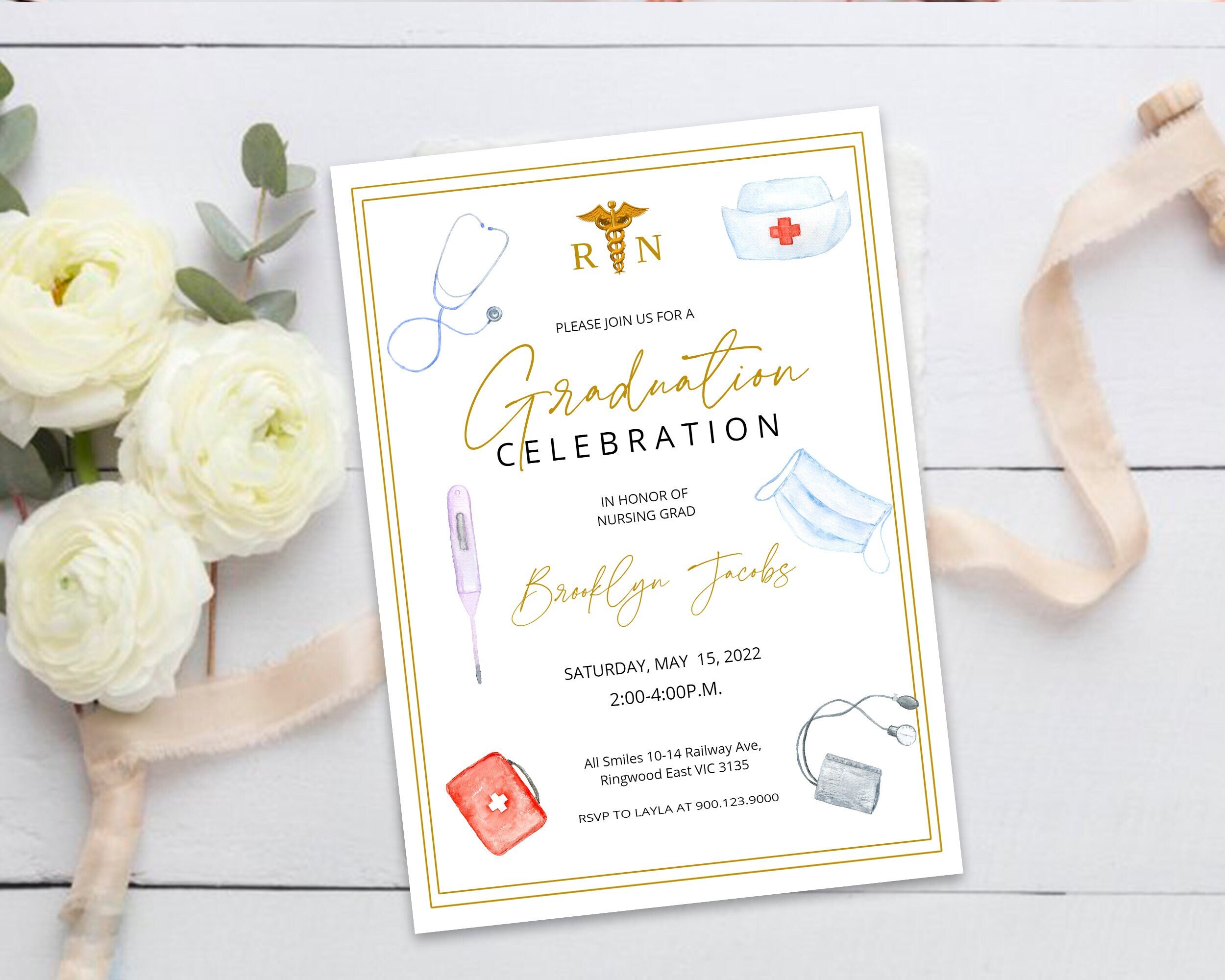 Nurse Graduation Party Invitation BSN Graduation Party Etsy