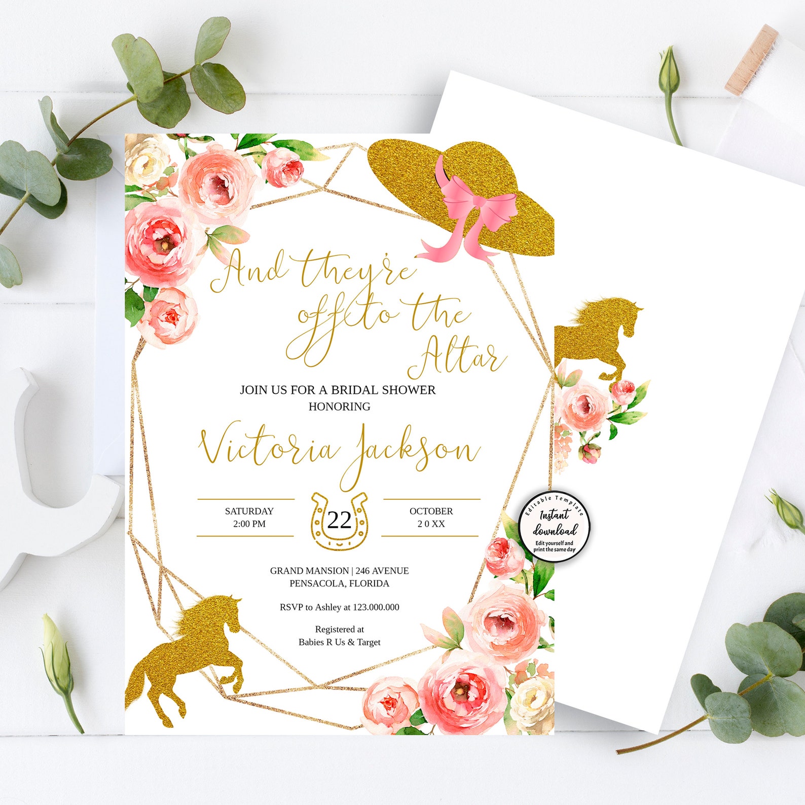 Kentucky Derby Bridal Shower Invitations and Theyre off to Etsy