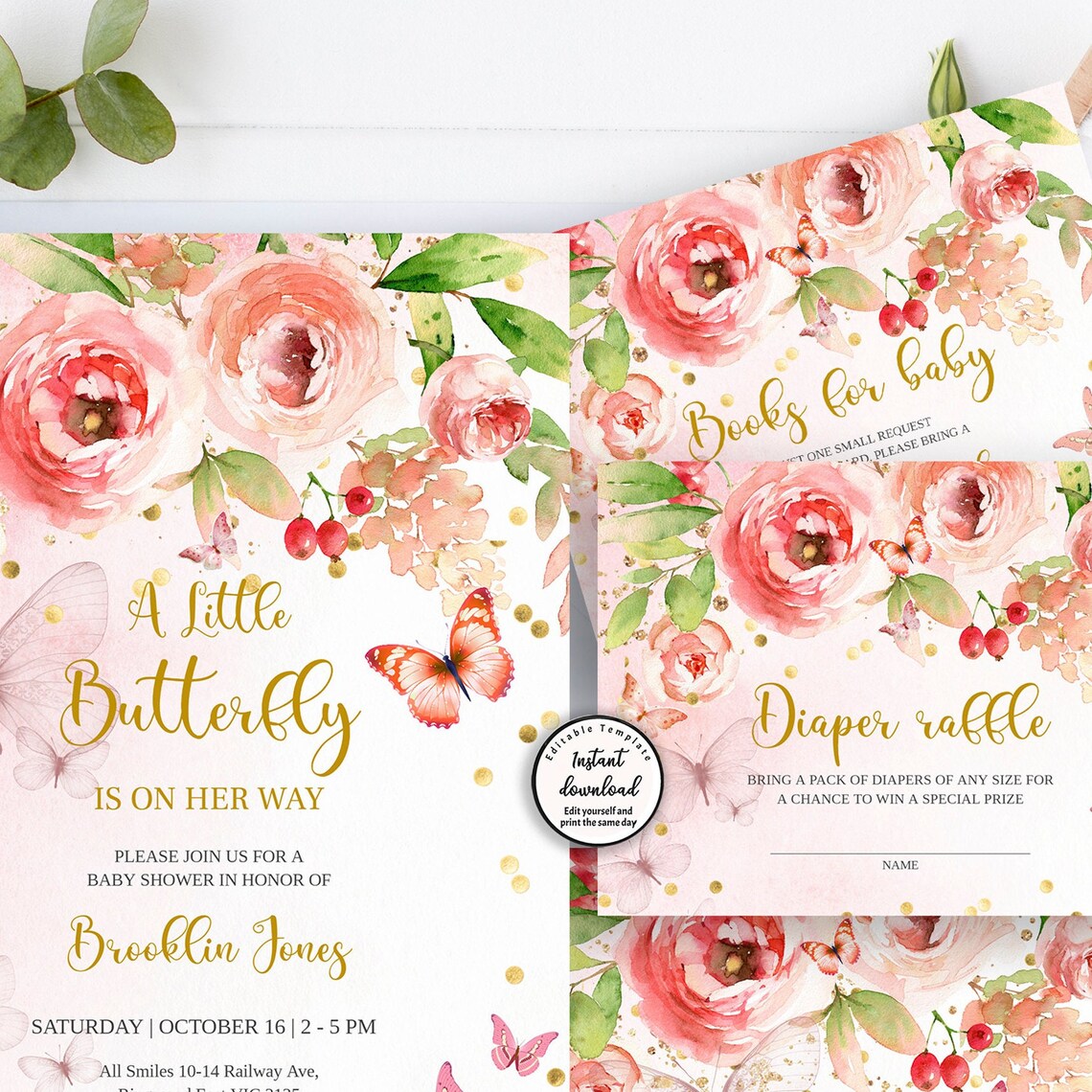 Butterfly Baby Shower Invitation Girl Little Butterfly Etsy