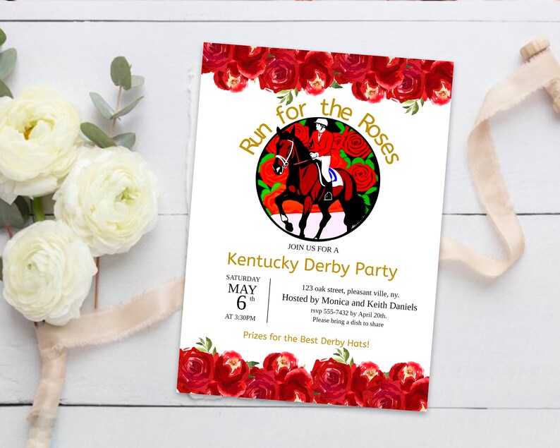 Editable Derby Party Invitation, Kentucky Derby Party Invitation