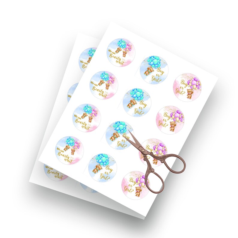 Bear Cupcake Toppers Gender Reveal Twins Bearly Wait Etsy