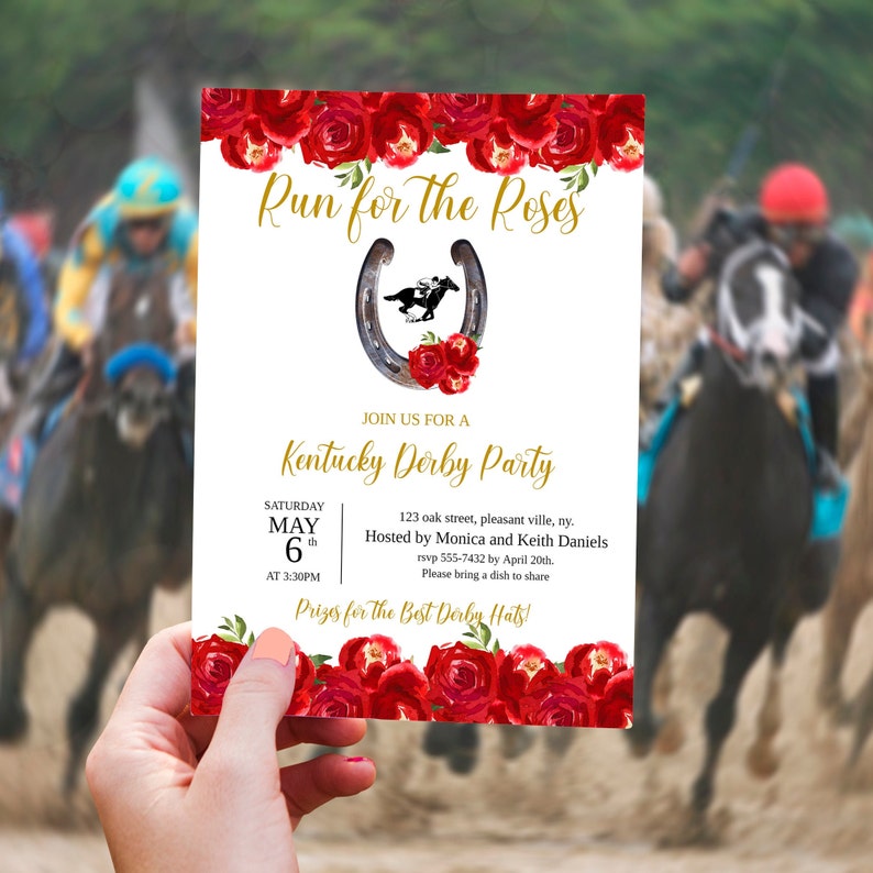 Editable Kentucky Derby Party Invitation Run for the Roses Etsy