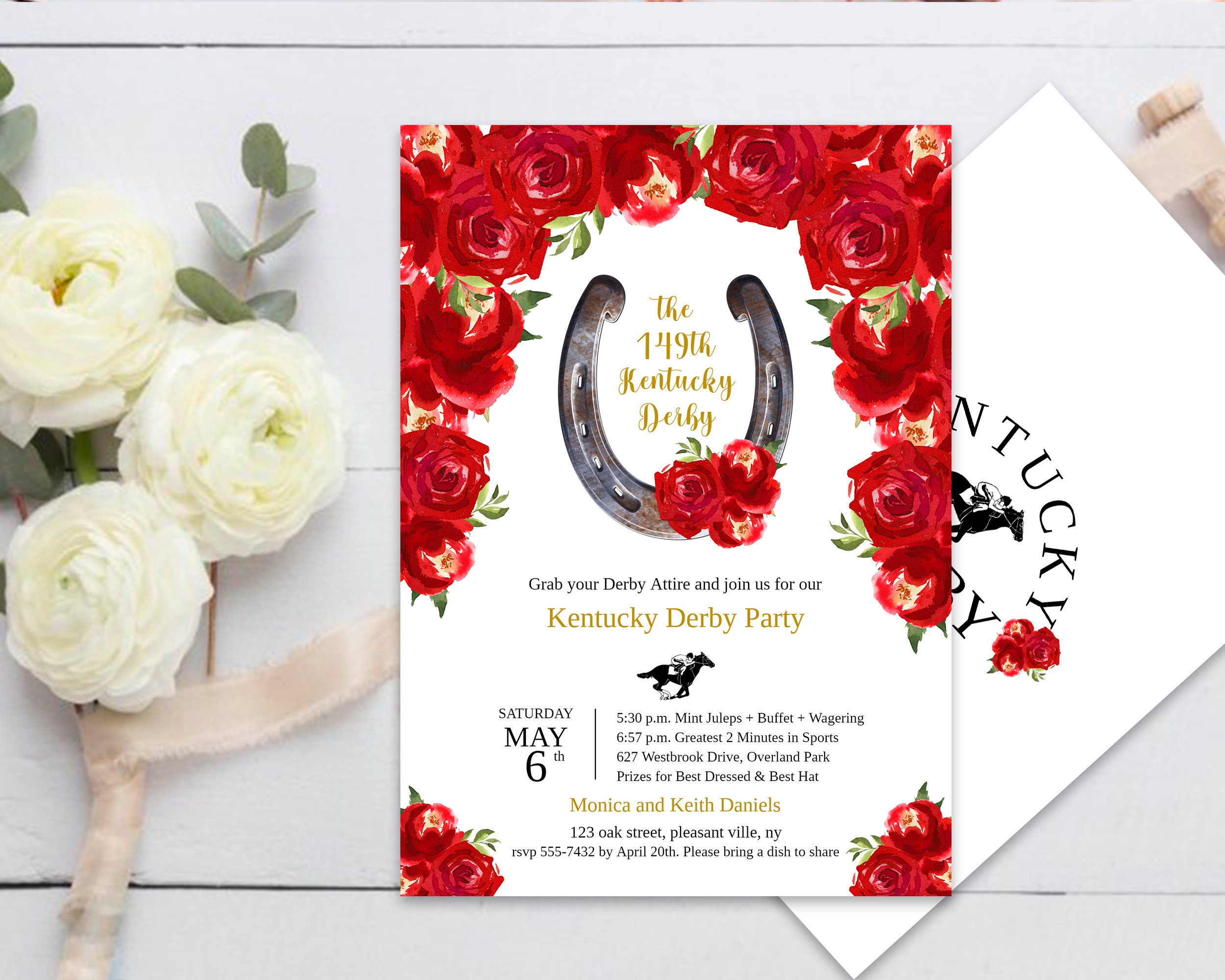 Editable Derby Day Invitation, Kentucky Derby Party Invitation, Preppy