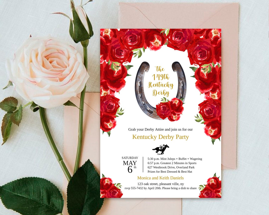 Editable Derby Day Invitation, Kentucky Derby Party Invitation, Preppy