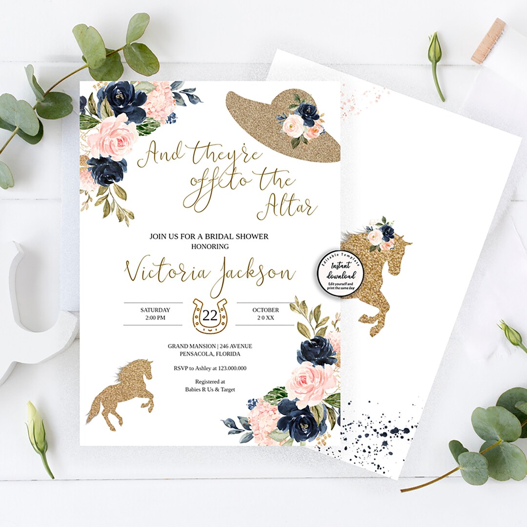 Editable Kentucky Derby Invitation, and Theyre off to the Altar, Blush ...