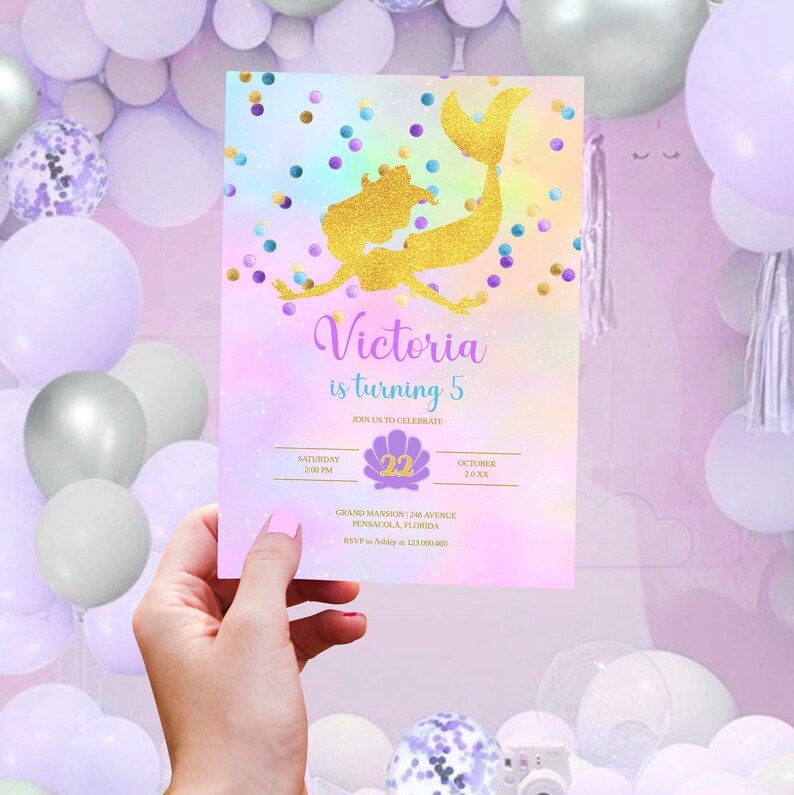 Mermaid Birthday Invitation Mermaid Party Invitation Mermaid Etsy