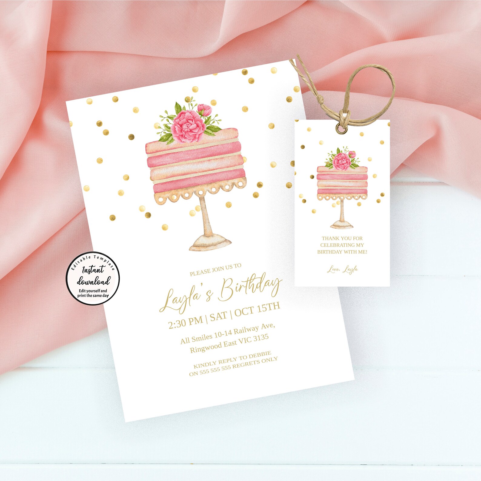 Birthday Cake Invitation Birthday Invite Cake Invite Cake Etsy