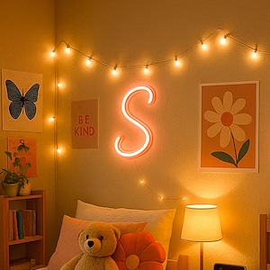 Custom Letter A-Z Name Neon Sign, Kid Room Decorations, dorm wall decor, Personalized Gift for Kids Girl Neon sign Dorm Wall Decor, lighting