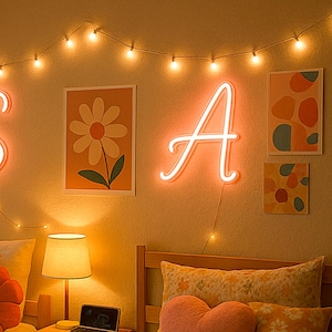 Neon Letter A-Z Name Neon Sign, Kid Room Decorations, dorm wall decor, Personalized Gift for Kids Girl Neon sign Dorm Wall Decor, lighting