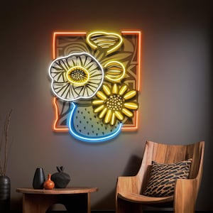 Abstract Flower Vase LED Neon Sign: Modern Wall Art Decor