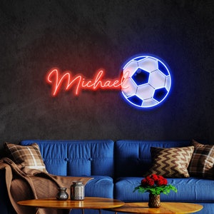 Neon sign Custom Soccer gifts for boys, Teenage boy gifts football, neon name sign, gift for kid boy, Neon sign custom name, Room Decor