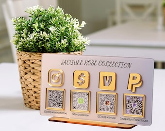 Multi QR code Sign Business Social Media, Payment Sign, Custom Logo Sign, Payment Method and Social Media Sign, Business logo press on nails