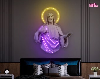 Wall art living room Jesus Chirst Neon Sign For Home Decor modern living room, Neon Sign wall Art,  gift for the home decor personalized