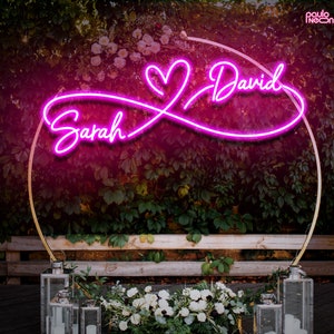 Letrero de neón personalizado para bodas: Fondo con apellido personalizado