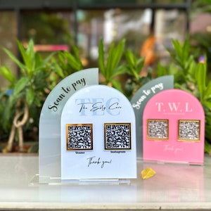 Custom Acrylic Multi QR Code Sign: Social Media & Payment