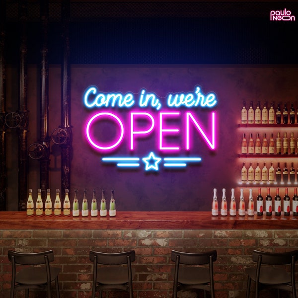 Come In We're Open neon sign, open sign for business, custom bar sign, neon sign neoncustom, custom neon sign led lights