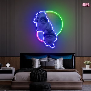 Wall art living room MAN STATUE  Neon Sign For Home Decor modern living room, Neon Sign wall Art,  gift for the home decor personalized