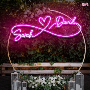 Letrero de neón personalizado para bodas: iniciales personalizadas, decoración de recepción