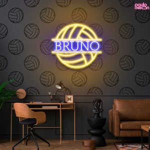 Personalized Volleyball LED Neon Sign: Custom Name, Sports Decor