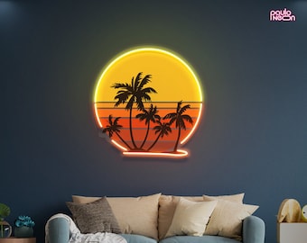 Sunset Art Neon Sign, Neon Sign Custom, home decor, neon sign wall art, Living room wall decor, Neon Sign bedroom, Home Gifts